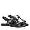 Czarne sandały zdobione srebrnymi kółkami Noora- Obuwie