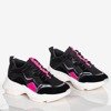 Czarne sneakersy damskie z różowymi wstawkami Survia - Obuwie