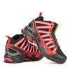 Czarne sportowe damskie buty trekkingowe z czerwoną wstawką Everest - Obuwie