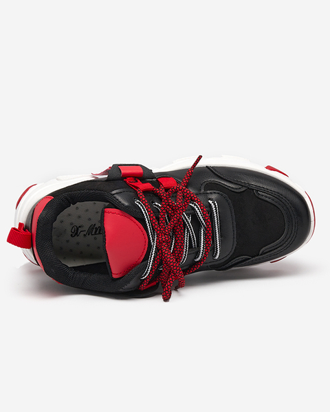 Czarno- czerwone damskie buty sportowe sneakersy Sinoffi- Obuwie