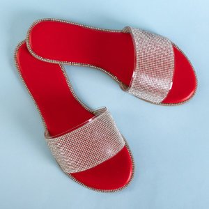 Czerwone damskie klapki z cyrkoniami Verina - Obuwie