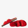 Czerwone damskie klapki z klamrami Recasa - Obuwie