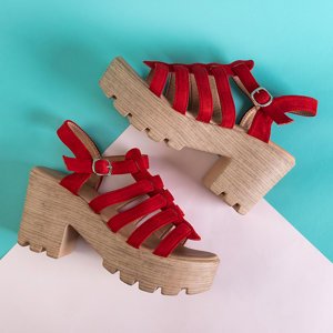 Czerwone damskie sandały na wysokim obcasie Tamianka - Obuwie