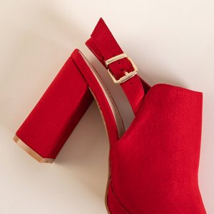 Czerwone damskie sandały na wysokim obcasie Wefira - Obuwie