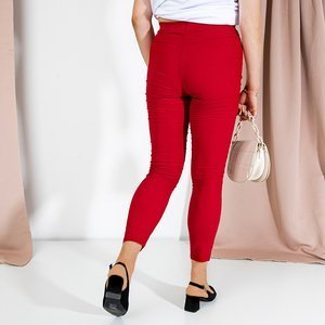 Czerwone damskie tregginsy z suwakami PLUS SIZE - Spodnie