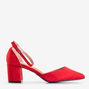 Czerwone sandały damskie na słupku Rumila - Obuwie