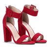 Czerwone sandały na słupku z zapięciem Katie - Obuwie
