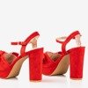 Czerwone sandały na wyższym słupku z kokardką Cornisa - Obuwie