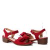 Czerwone sandały z kokardką- Obuwie