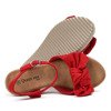 Czerwone sandały z kokardką na niskiej koturnie Moca - Obuwie