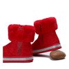 Czerwone śniegowce zdobione cyrkoniami Katia - Obuwie