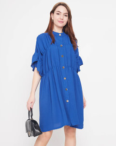 Damska sukienka do kolan w kolorze kobaltowym - Odzież
