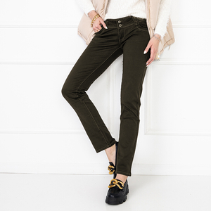 Damskie brązowe spodnie jeansowe - odzież