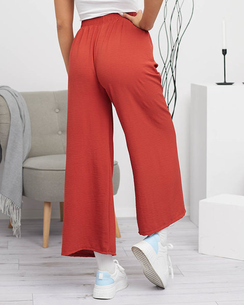 Damskie szerokie spodnie palazzo w kolorze czerwonym- Odzież