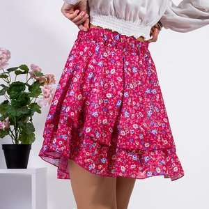 Fuksjowa krótka spódnica w kwiaty - Odzież