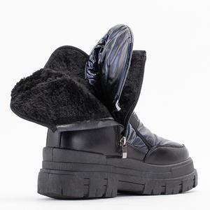 Granatowe damskie buty a'la śniegowce Naselia - Obuwie