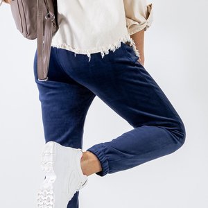 Granatowe damskie ocieplane spodnie dresowe - Odzież