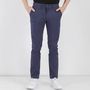 Granatowe męskie materiałowe spodnie - Spodnie