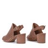 Jasnobrązowe ażurowe sandały na słupku Farrell - Obuwie