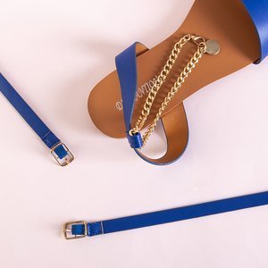 Kobaltowe sandały damskie z łańcuszkiem Izdylea - Obuwie