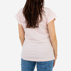 Koszulka damska w kolorze różowym ze złotym nadrukiem PLUS SIZE - Odzież