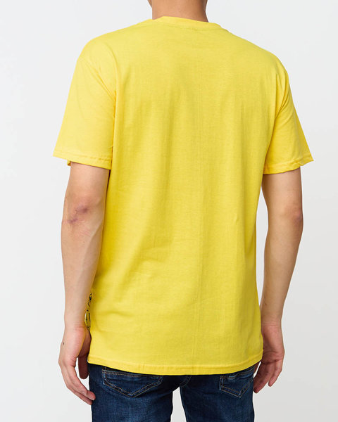 Męska koszulka z printem w kolorze żółtym- Odzież