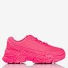 Neonowe różowe sneakersy damskie na masywnej podeszwie Lera - Obuwie