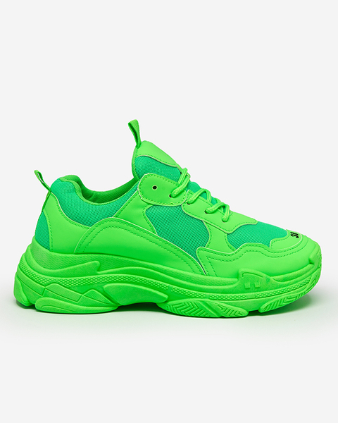 Neonowe zielone sportowe sneakersy damskie Ully- Obuwie