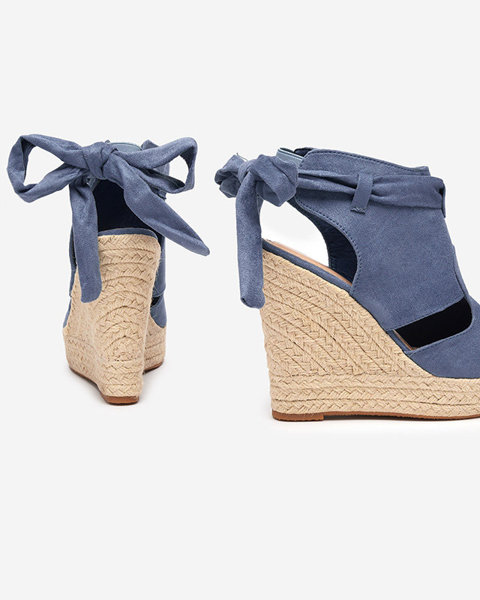 Niebieskie damskie sandały na wysokim koturnie Penetika - Obuwie