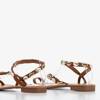 OUTLET Brązowe sandały damskie z muszelkami Melreu - Obuwie