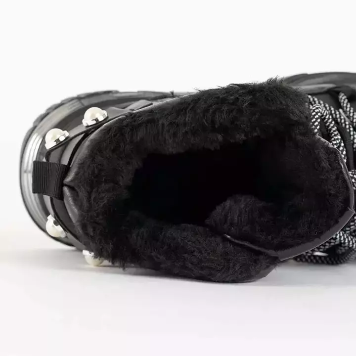 OUTLET Czarne sneakersy z ociepleniem Pommie - Obuwie