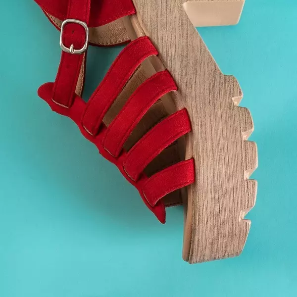 OUTLET Czerwone damskie sandały na wysokim obcasie Tamianka - Obuwie