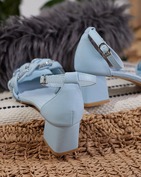 OUTLET Niebieskie sandały damskie na słupku Marienka - Obuwie