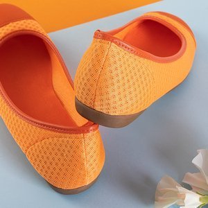 Pomarańczowe damskie tkaninowe baleriny Manolita - Obuwie