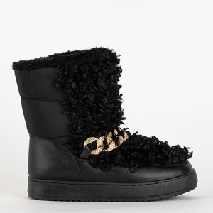 Royalfashion Czarne damskie buty a'la śniegowce z ozdobną cholewką Porto