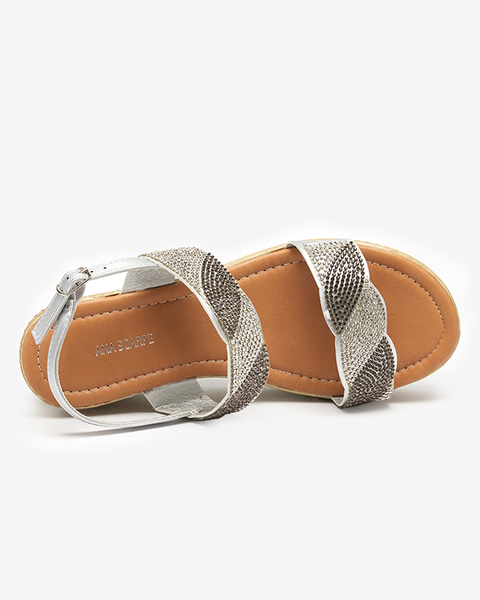 Royalfashion Damskie sandały z cyrkoniami na koturnie w kolorze srebrnym Acroq