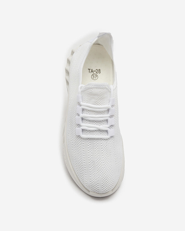 Royalfashion Materiałowe damskie buty sportowe w kolorze białym Acarfi