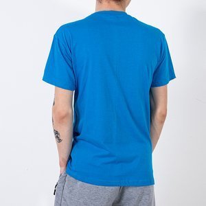 Royalfashion Niebieski bawełniany męski t-shirt z printem
