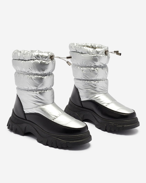 Royalfashion Srebrne damskie pikowane buty a'la śniegowce Dessi