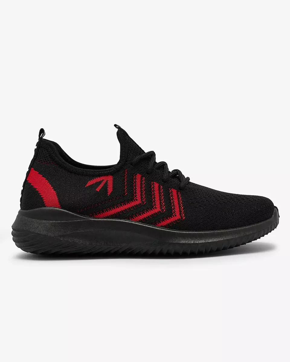 Royalfashion Tkaninowe damskie buty sportowe w czarno- czerwonym kolorze Leridis