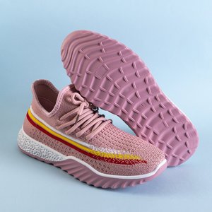 Różowe damskie sportowe buty z kolorowymi paseczkami Lutia - Obuwie