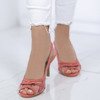 Różowe sandały na szpilce z wycięciami Setinea - Obuwie
