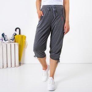 Szare damskie krótkie spodnie z kieszeniami PLUS SIZE - Odzież