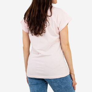 T-shirt damski w kolorze różowym ze złotym nadrukiem PLUS SIZE - Odzież