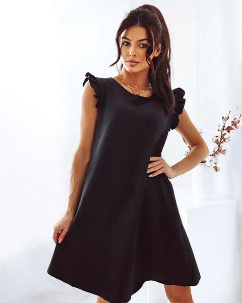 Trapezowa sukienka damska w kolorze czarnym- Odzież