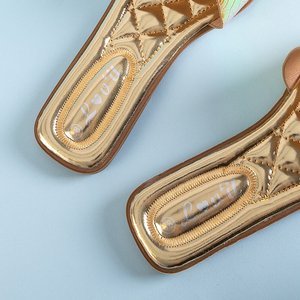 Złote holograficzne damskie klapki Serenis - Obuwie