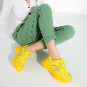 Żółte damskie buty sportowe na masywnej podeszwie Londi - Obuwie
