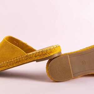 Żółte damskie klapki a'la espadryle Toshiko - Obuwie