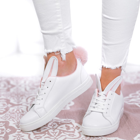 Білі кросівки Prenoea з вушками та помпоном - Взуття