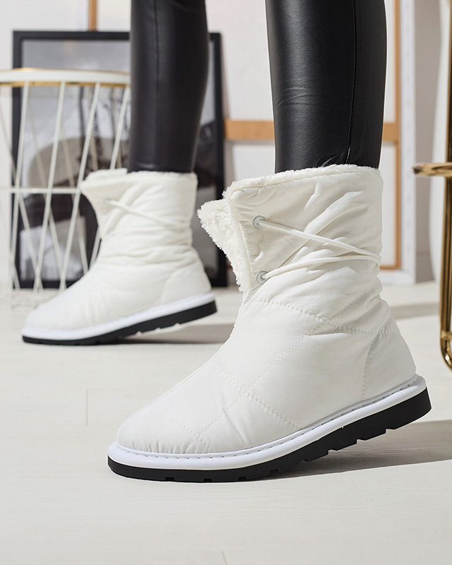 Білі жіночі черевики а-ля снігоступи Amirfu- Взуття
